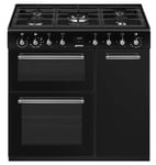 Smeg CX93GMBL - Black Dual Fuel Cooker - A energy