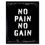 Exercise Decor Inspiration No Pain No Gain Inspirational Gym Decor Wall Art Art Print Framed Poster Wall Decor 12x16 inch