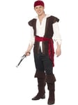 Smiffys Costume de pirate, marron, bandana, haut, pantalon, ceinture & surchausses