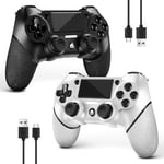 2 Pack Wireless Controller For Ps4 Game Compatible With Ps4/Pro/Slim/Pc, With Non-Slip Grip Of Both Sides And 2 Usb-C Cable! (Black And White)