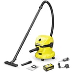 Aspirateur eau et poussières sur batterie 18V wd 2-18 Battery Set V-12/18 sans fil avec cuve plastique 12 litres - Karcher