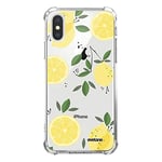 Evetane Coque Compatible avec iPhone X/XS Silicone Coins antichocs Solide Protection complète Resistant Transparente Citrons Motif Ecriture Tendance