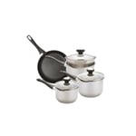 Pan Set in Stainless Steel with Glass Lids Kitchen Cookware - Pack of 4