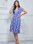 Jolie Moi Kaylynn Floral Flared Midi Dress, Blue/Multi