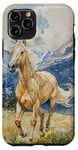 Coque pour iPhone 11 Pro Aquarelle Running Palamino Horse in Meadow