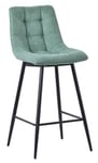 Corona Green Velvet Fabric High Back Barstool with Black Metal Legs