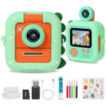 Kids Camera Instant Print, ZUEOKAI 2.4" Instant Camera for Kids with 180°Flip Lens & 3 Print Paper, 32GB Card Toddle Camera With Silicone Case, Christmas Birthday Gifts for Kids Age 3 4 5 6 7 8 9 10