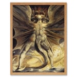 William Blake 1805 Watercolour Painting The Great Red Dragon and Woman Clothed with the Sun Art Print Framed Poster Wall Decor 12x16 inch