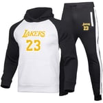 DSFF Laker 23# Sweat à capuche pour homme, survêtement athlétique, haut de sport et pantalon de survêtement, ensemble de 2 pièces, pour basket-ball, fitness, course à pied, échauffement