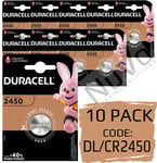 10 x Duracell CR2450 3V Coin Cell Battery 2450 DL2450 K2450L LONGEST EXP