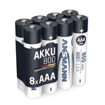 ANSMANN AAA Size Batteries [Pack of 8] Long Lasting Precharged Rechargeable AAA Type 800 mAh NiMH MaxE Pro Battery For Cordless Phone Handsets, Toys, Digital Cameras, Remote Controls & Game Consoles