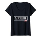 Womens Manchester City USA Flag State Travel US America Women Men V-Neck T-Shirt