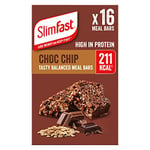 SlimFast Tasty Balanced Meal Bar, Low Calorie Replacement Bars for Weight Loss and Diet, High Protein, Healthy Snacks for Adults with 23 Vitamins and Minerals, Choc Chip Flavour, Multipack, 16 x 60 g