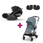 Cybex Pack Poussette Duo Melio 4 Stormy Blue + adaptateurs Coque Cloud T i-Size Sepia Black