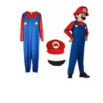 Super Mario Luigi Bros Cosplay Barnkostym Maskeraddräkt M 105-120cm Röd Ed S 95-105cm