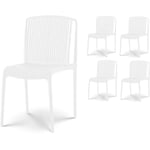 Kosmi - Lot de 4 chaises de Jardin ou Terrasse Blanches en Résine Polypropylène