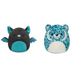 Squishmallows SQCR02386 Original 7.5-Inch Aldous Teal and Black Fruit Bat with Fuzzy Belly-Official Large Plush, Natural & SQCR05381 7.5-Inch-Griffin The Aqua Saber-Tooth Tiger, Multicolour