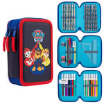 Paw Patrol Trousse Scolaire Pat Patrouille, Trousse à Compartiments avec Fourniture Scolaire (Multi Triple Zip)