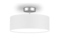 meineWunschleuchte Plafonnier intemporel avec abat-jour en tissu en blanc Ø 30cm - couverture satinée pour une ambiance lumineuse sans éblouissement, SP1002R30W, 30cm Blanc