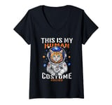 Womens This Is My Human Costume Im Really A Cat Halloween Cat Lover V-Neck T-Shirt