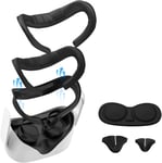 Interface Faciale pour Oculus/Meta Quest 2 avec 2 Coussins en Mousse de Remplacement, 2 Coussinet Nasal Anti-lumière, Un Protection Lentille et Entretoise de Lunettes Kit d'accessoire 7 en 1