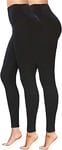 High Waisted Full Length Workout Not See Through Leggings Capri Shorts Soft Stretchy (S-M, Black 2 Pack)