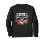 Dripping Paint Boombox Old School 80s Music Hip Hop Long Sleeve T-Shirt