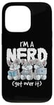 Coque pour iPhone 13 Pro Bunny I'm A Nerd Get Over It Nerdy Geek Rabbit Reading Gamer