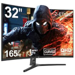 Z-Edge Écran PC Gamer Incurvé 32'' 2K QHD(2560x1440), 1ms, 165Hz, Moniteur Gaming 16:9, AMD FreeSync, Inclinaison Réglable, 1500R VA, 2×DP1.4 & 2×HDMI2.0, 3000:1, RGB, VESA 75*75mm(Câble HDMI Inclus)