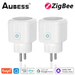 AUBESS-Prise de courant intelligente UE,Tuya Zigbee 3.0,télécommande avec surveillance de l'énergie,commande vocale pour Alexa Alice Google Home,16A - Type 2 Pieces-16A