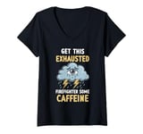 Womens Exhaustion Burnout Overworked Firefighter Motivational Art V-Neck T-Shirt