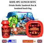 Marvel Avengers 3pc Lunch Box Set, Sport Water Bottle, Lunch Bag and Lunch Box