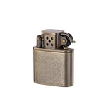 Briquet à essence à bras de levage de style antique sculpté, briquet à kérosène antique unique pour homme, pour l'extérieur, le camping, l'escalade coupe-vent (sans gaz)