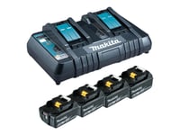 Makita Dc18rd - Batterilader + Batteri 4 X - Li-Ion - 6 Ah - 108 Wh - 2 X Batterier Lades