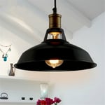 Lustre Suspension Abat-jour en Métal Ajustable E27 pour Chambre Bar Noir