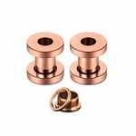 Pair Surgical Steel Silver Gold Screw Flesh Tunnel Ear Plug Polished Stretcher