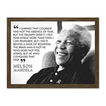 Wee Blue Coo I Learned That Courage Nelson Mandela BW Typography Quote Large Framed Art Print Poster Wall Decor 18x24 inch