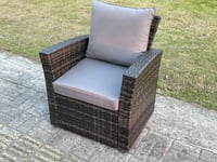 High Back Rattan Arm Chair Patio Outdoor Garden Furniture with Cushion