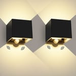 12W LED Vägglampa Utomhus Rörelsesensor 2 Stycken Vägglampor 3000k