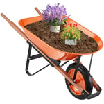 VEVOR Brouette à 1 Roue, Capacité de Charge 120 kg, Chariot de Jardin avec Poignée en Métal Roue Large 40 cm, Chariot Utilitaire à Chargement Facile pour Ferme, Pelouse, Extérieur, Jardinage, Entrepôt