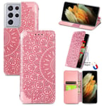 Protection Etui pour Samsung Galaxy S21 Ultra Housse Étui Etui Étuis Rose