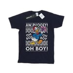 Disney Dam/Damer Donald Duck Jul Fair Isle Bomull Boyfriend T-shirt Navy Blue XL