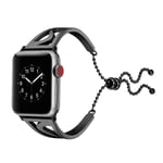 Apple Watch Series 4 44mm klassiskt S-format metall klock armband med kedje lås - Svart