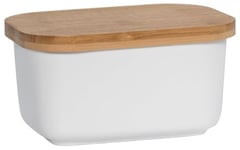 Maxwell & Williams AW0203 Beurrier carré en porcelaine blanche 700 ml - Kitchen - Avec couvercle en bois - Coffret cadeau