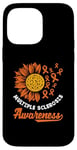 Coque pour iPhone 14 Pro Max Ruban orange tournesol sensibilisation à la sclérose en plaques