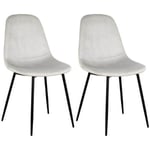 ALESSIA - Lot de 2 Chaises Velours Côtelé Gris Clair