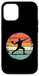 Coque pour iPhone 12/12 Pro Jeu de balle rétro Sunset Dodgeball Player Silhoutte Dodge Ball Game