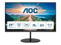 AOC Q24V4EA - Écran LED - 24" (23.8" visualisable) - 2560 x 1440 QHD @ 75 Hz - IPS - 250 cd/m² - 1000:1 - 4 ms - HDMI, DisplayPort - haut-parleurs - noir