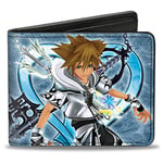 Buckle-Down Men's Kingdom Hearts Ii Final Form Sora Pose/Logo/Keyblades Blues Bi-Fold Wallet, Multicolor, Default Size