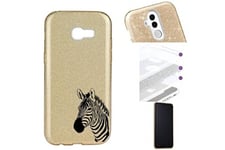 Coque4phone Coque et étui téléphone mobile a5 2017 glitter paillettes dore zebre wild jungle raye